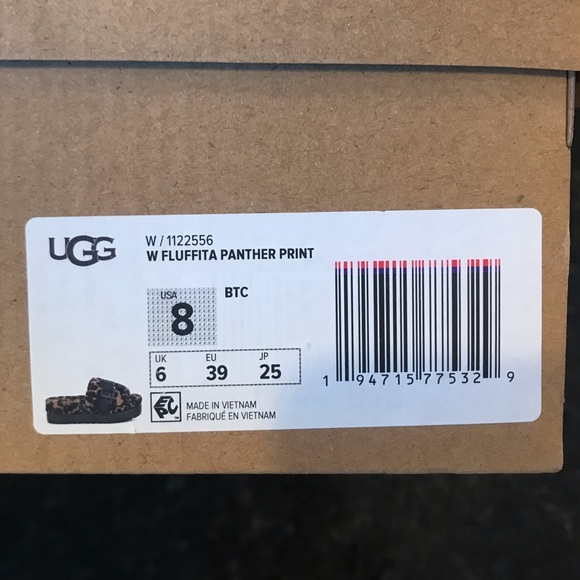 New UGG Fluffita Panther Print Slippers, Leopard Print Slides, Caramel Slip Ons - Picture 15 of 16